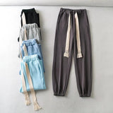Women Fall Fall Five-Color Big Belt Ankle Banded Pants High Waist Workout Pants
