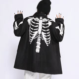 Men's Casual Suit Man Blzer Dark Skeleton Printed Blazer Men's Loose Lapels Jacket Small Suit