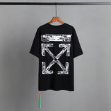 Off Whtie T Shirts Distressed Arrow Print Male And Female Trendy Brand Short Sleeve