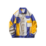 Varsity Jacket Vintage Fall Men's Jackets Campus Student Personality Stitching Contrast Color Casual Baggy Coat Male