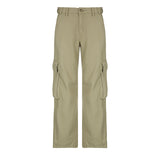 Julia Fox Low Rise Trousers Light Green Workwear Straight-Leg Denim Casual Pants