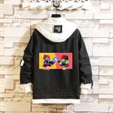 Comic Denim Jacket Man and Woman Cartoon Patterned Denim Jacket