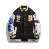 Baby Blue Varsity Jacket Spring Baseball Uniform Stitching Loose Lapel Jacket for Men