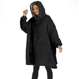 Hoodies Blankets Winter Fleece-Lined Thickened Lazy Blanket Solid Color Large Pocket Home