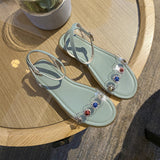 Flat Dress Sandals Summer Flat Buckle Hollowed Leisure Sandals for Women