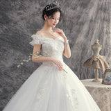 Women's Evening Dress Ball Gown Princess Quinceanera Wedding Dresses Fashion Maternity Puffy Jumpsuit Off Shoulder White Wedding Dress