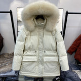Women Winter Coats Puffer Jacket Down Coat Down Jacket Women 'S Short Drawstring Thickened Hooded Large Fur Collar Coat
