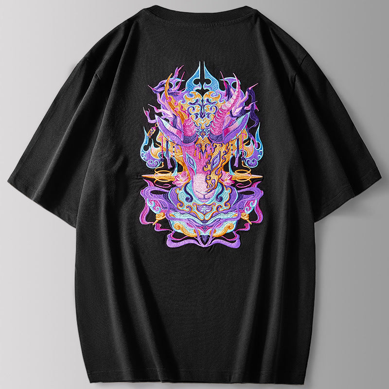 Zodiac Shirts Summer Zodiac Antelope Fashion Brand T-shirt Men's round Neck Short Sleeved T-shirt