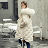 Women Winter Coats Puffer Jacket Down Coat Winter Removable Big Fur Collar Lace-up Zip Autumn Winter Warm Hooded
