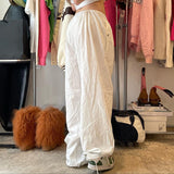 Julia Fox Low Rise Trousers Solid Color Wide Leg Leisure Loose Track Pants
