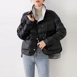 Women Winter Coats Puffer Jacket Down Coat Light Thin Short Double-Sided Different Color Contrast Color Down Jacket