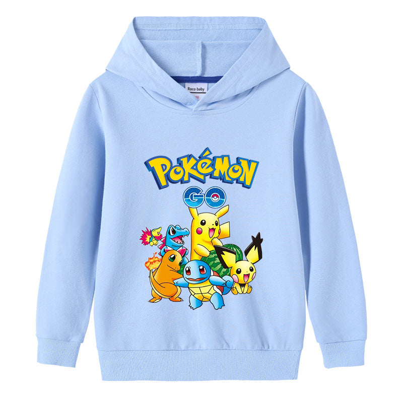 Children Pokemon Pikachu Hoodie Spring and Autumn Boys and Girls Cotton Hooded Sweater