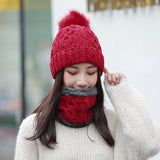 Women Winter Hats Female Winter Fleece Lined Padded Warm Keeping Knitted Hat