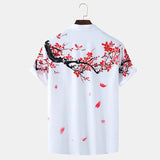 Men Hawaii Shirts Summer Casual Ink Painting Short Sleeve Shirt