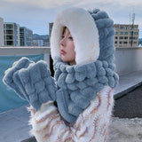 Women Winter Hats Winter Warm Plush Hat Scarf