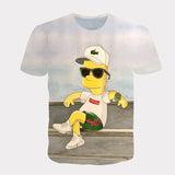 Homer Simpson Shirt Summer Digital Printing Loose Breathable round Neck