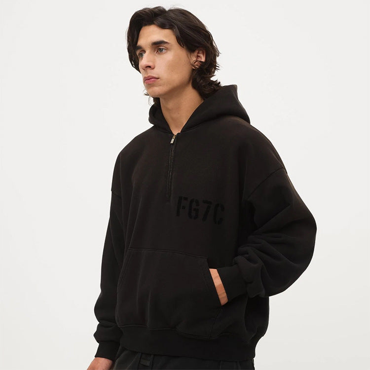 Fog Feel of God Essentials Hoodie Half Zipper Hooded Sweatshirt High Street Letter Fleece Hooded Sweater