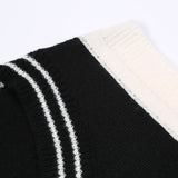 Men Sweater Vest Color Matching Sweater Waistcoat Outer Wear Men's Loose V-neck Sleeveless Sweater Vest