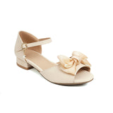 Flat Dress Sandals Summer Low Heel Bow Buckle Sandals