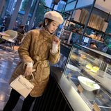 Women Winter Coats Puffer Jacket Down Coat Stand-up Collar Cinched Lacing Mid-Length Lightweight Down Jacket Female