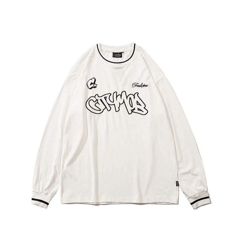 Mens Fall Outfits Baseball Uniform T-shirt Men and Women Hiphop Letters Oversize Long-Sleeved Thin Sweater