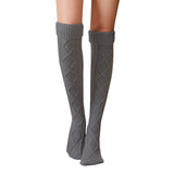 Winter Chunky Cable Thick Knit Thigh High Socks Long Stockings Boot Solid Color Knee Socks Mid-Calf Length Loose Socks