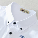 White Work Shirts Men's Casual Long-Sleeved Printed Shirt