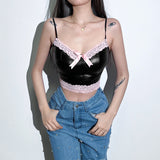 Music Festivals Rave Outfits Girls Tops Spring and Summer Women's Clothing V-neck Brace Lace Vest