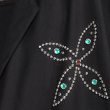 Men's Casual Suit Man Blazer Dark Style Rhinestone Pattern Blazer Men's Loose Lapels Jacket Leisure Suit