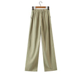 Women Fall Fall High Waist Loose Casual Mopping Bandage Design Wide Leg Trousers