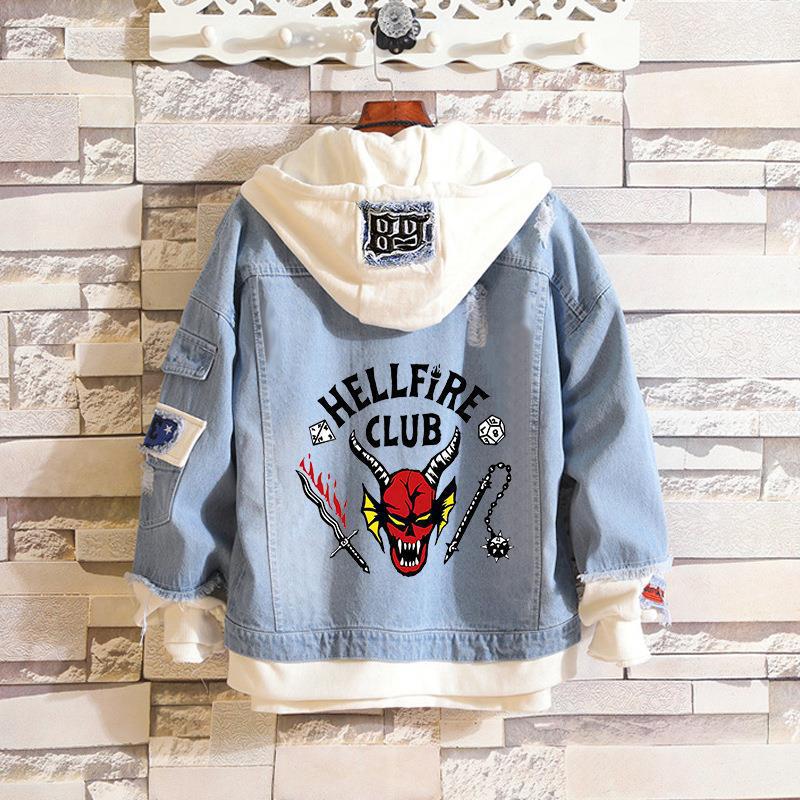 Stranger Things Hellfire Club Coat Stranger Things Thickening Print Men's and Women's Student plus Size Jacket Coat