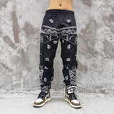 Man Fall Outfits Cargo Pants Men's Paisley Full Printed Multi-Pocket Slim Fit Casual Trousers