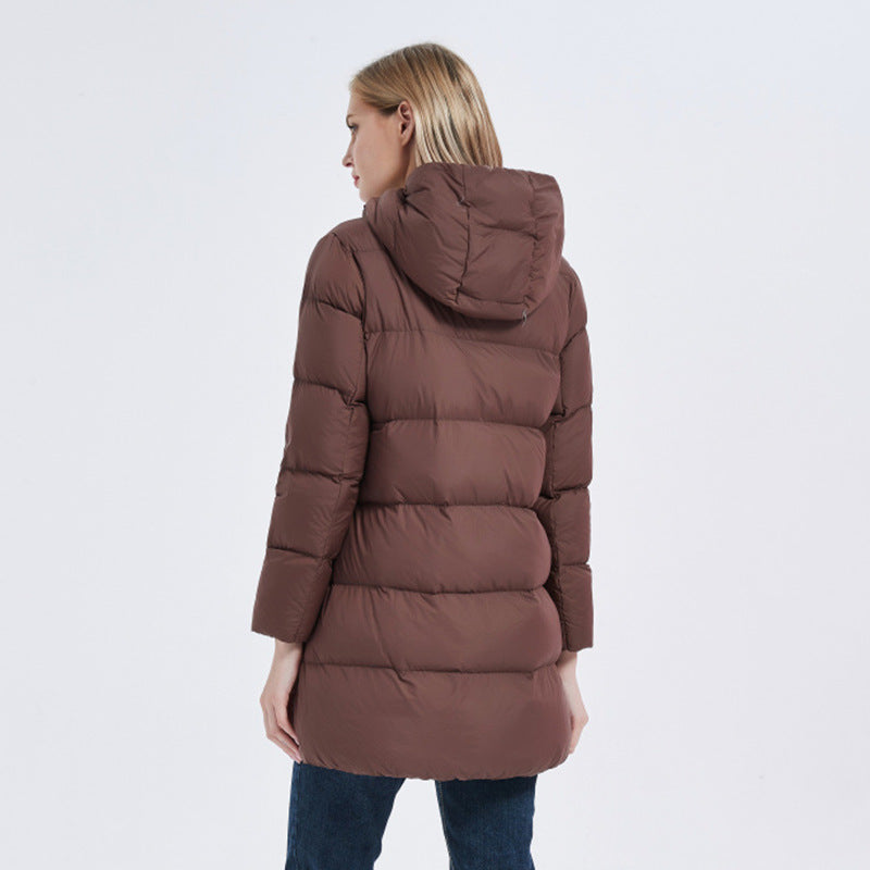 Women Winter Coats Puffer Jacket Down Coat Hooded Mid-Length Down Jacket Female Warm Down Jacket