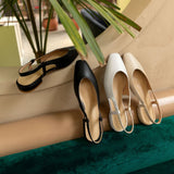 Flat Dress Sandals Spring/Summer Comfortable Low Heel Square Toe Solid Color Sandals