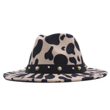 Top Hat Cows Pattern Woolen Hat Female Fedora Fedora Hat Outdoor Travel Hat