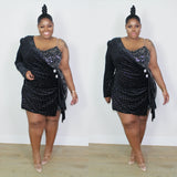 Nina Parker Black Dress Flannel Twill Sequin plus Size Dress