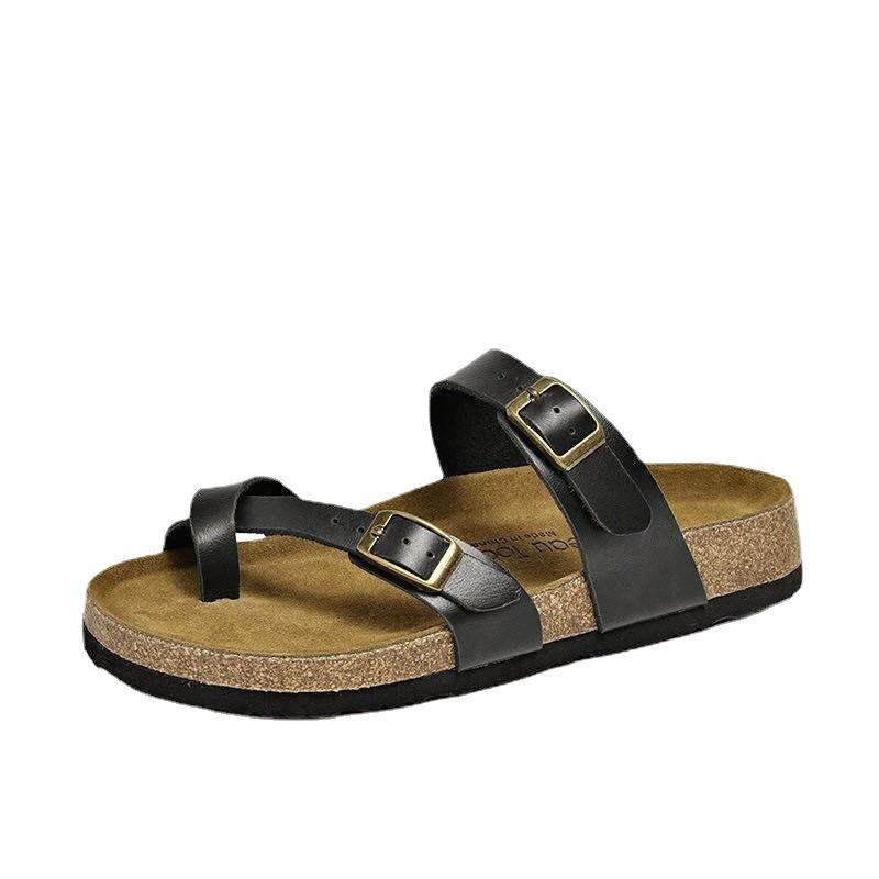 Women Open Toe Sandals Flats Large Size Flat Bottom Buckle Slippers