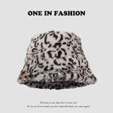 Leopard Fur Hat Retro Fisherman Hat