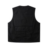 Men Sweater Vest Solid Color Multi-Pocket Leisure Cargo Vest Coat Men's Loose V-neck Sleeveless Tank Top