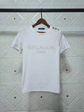 T Shirt Balmain Spring and Summer Gold Letter All Cotton Short Sleeve T-shirt