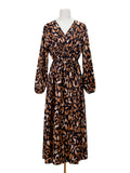 Nina Parker Graffiti Dress Sexy Slit Leopard Print Dress