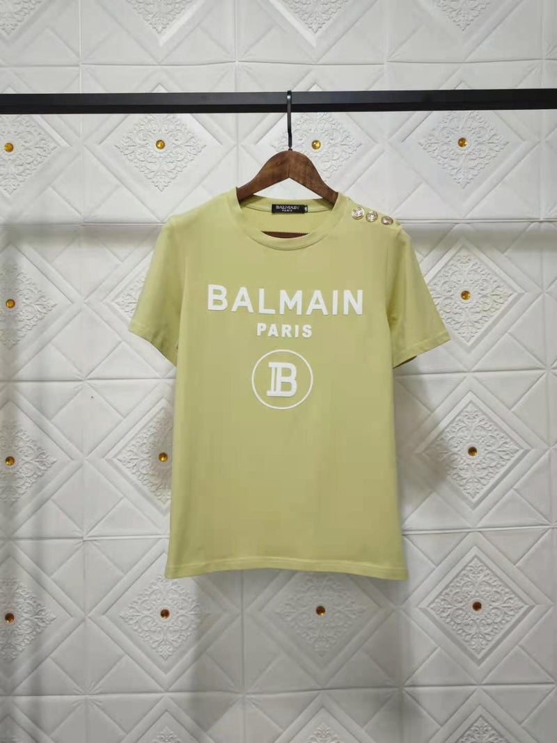 T Shirt Balmain Spring/Summer Flocking Letters All Cotton Short Sleeve T-shirt