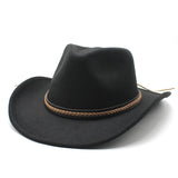 Cowboy Hats Autumn and Winter Retro Black Wool Women's Fedora Hat