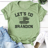 Let's Go Brandon T Shirt Letter Print Short-Sleeve T-shirt for Women