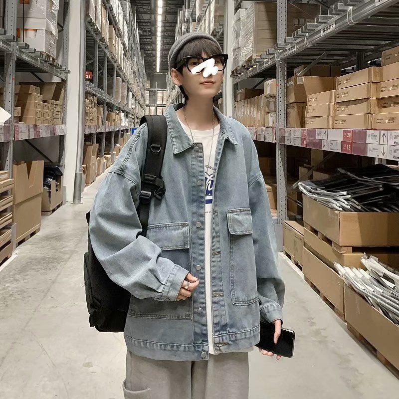 Men Denim Jacket Spring and Autumn Vintage Denim Jacket Men's Jacket