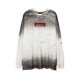 Mens Fall Outfits High Street Diamond-Embedded T Shirt Men and Women Hiphop Couple's Tops Distressed Long Grapefruit