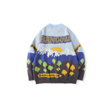 Mens Fall Outfits Cartoon Full Printed Round Neck Sweater Men 'S Loose Couple Sweater
