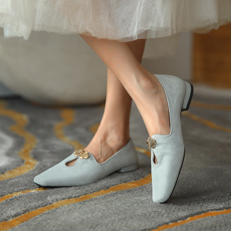 Flat Dress Sandals Low Heel Square Toe Casual Sandals