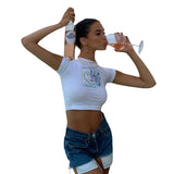 Music Festivals Rave Outfits Girls Tops Summer Women's Short Sleeve round Neck Sexy T-shirt