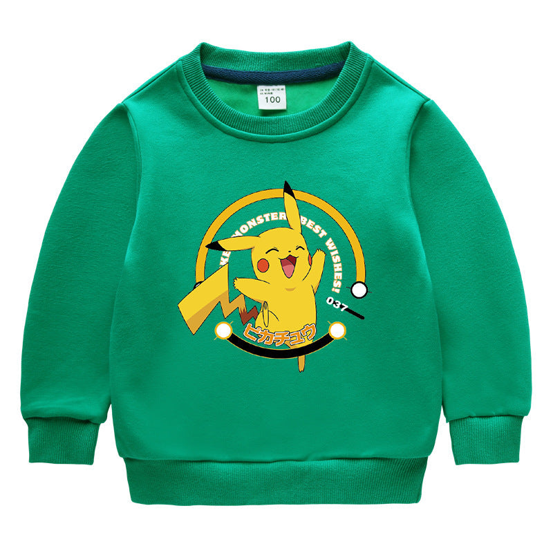Children Pokemon Pikachu Hoodie Brushed Hoody Cotton